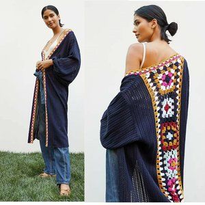 ANTHROPOLOGIE Square Crochet-Trimmed Duster Kimono